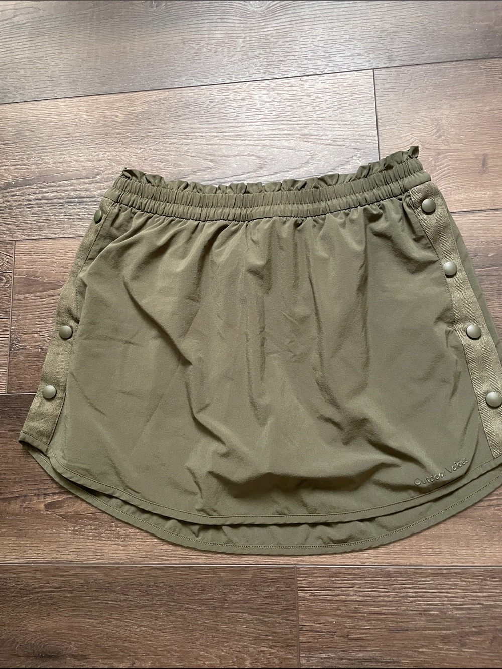 Outdoor Voices Olive Mini Skort with Side Snap Details